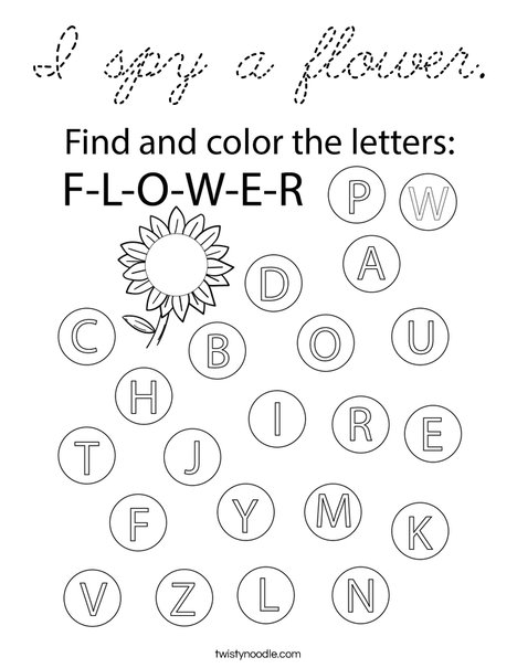 I spy a flower. Coloring Page