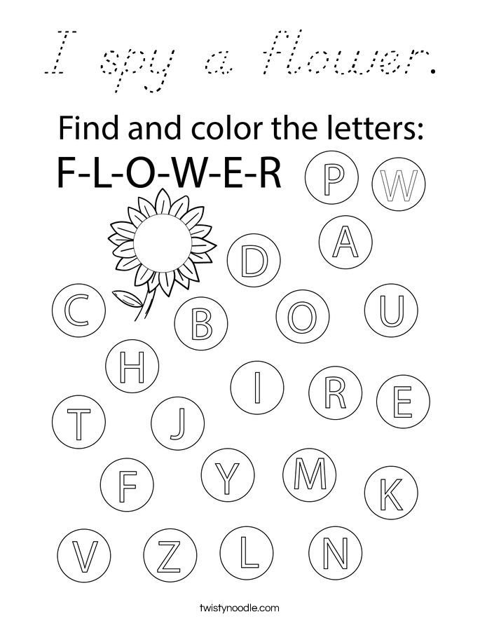 I spy a flower. Coloring Page