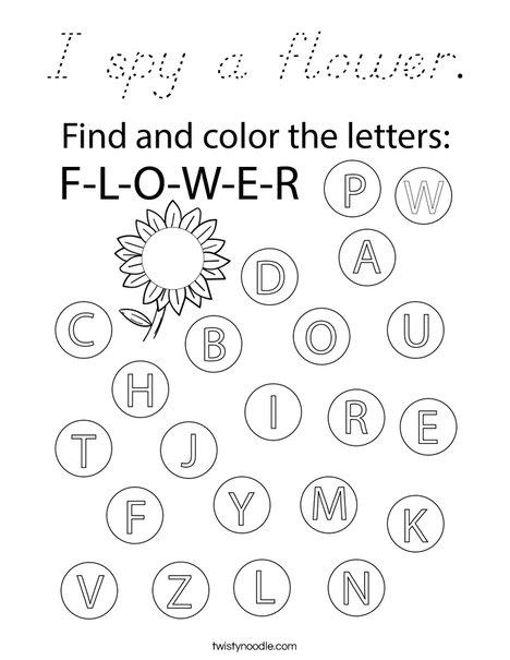 I spy a flower. Coloring Page