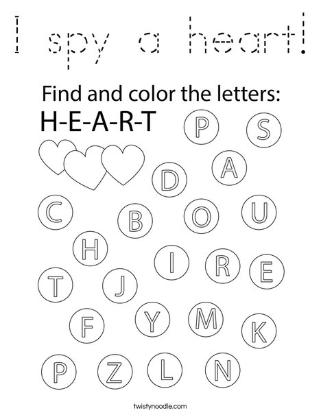 I spy a heart! Coloring Page