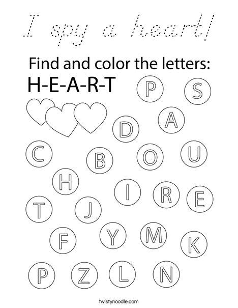 I spy a heart! Coloring Page