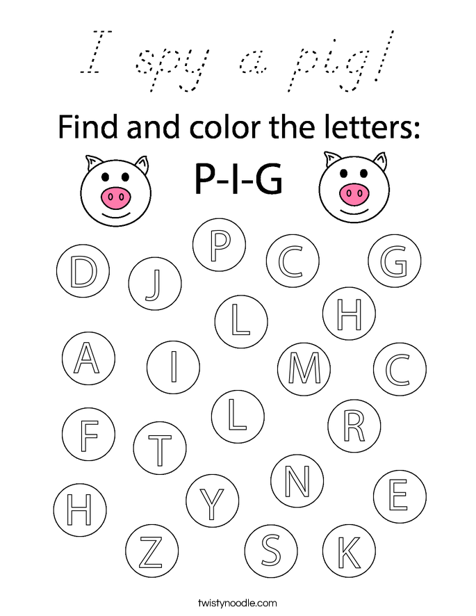 I spy a pig! Coloring Page
