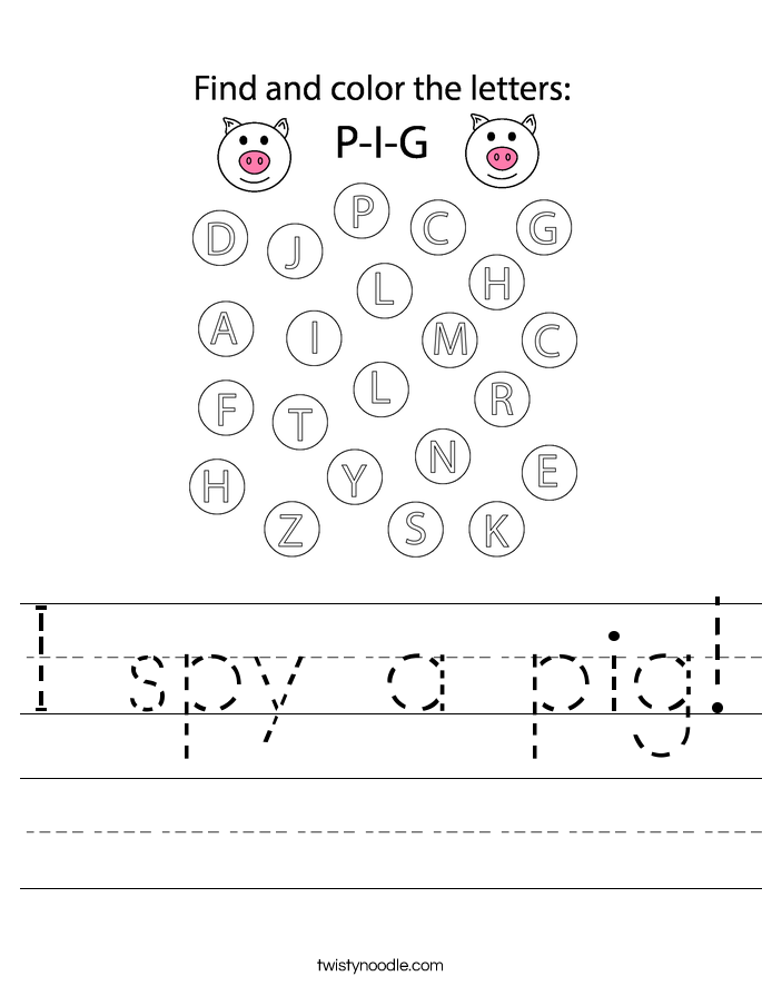 I spy a pig! Worksheet