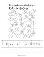 I spy a rainbow Handwriting Sheet
