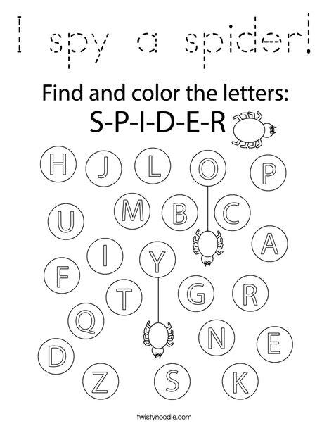 I spy a spider! Coloring Page