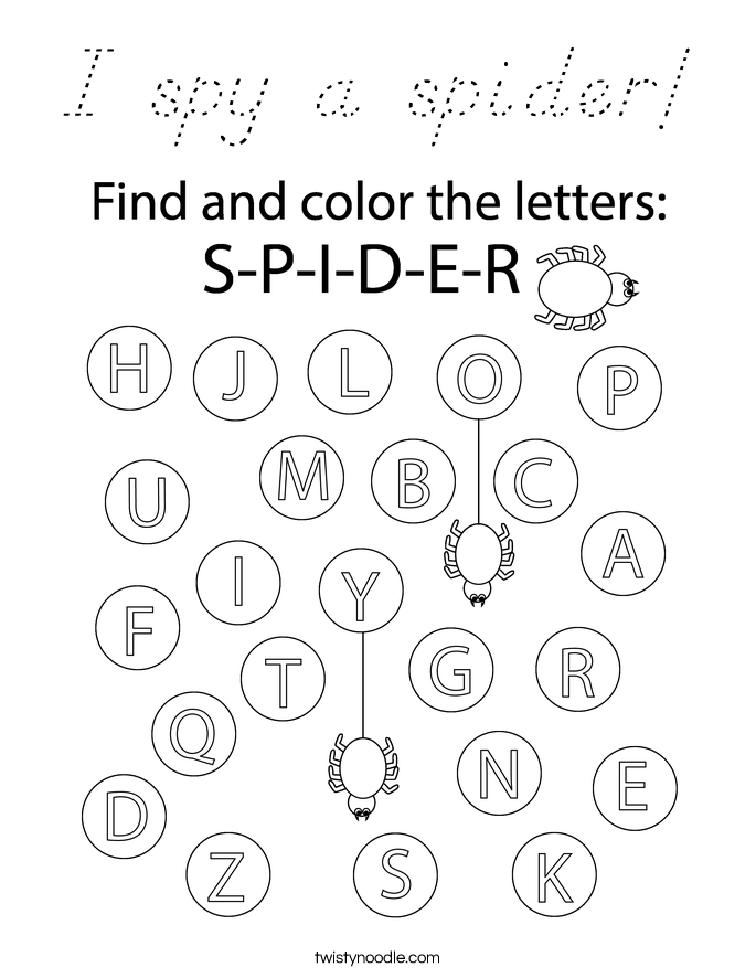 I spy a spider! Coloring Page