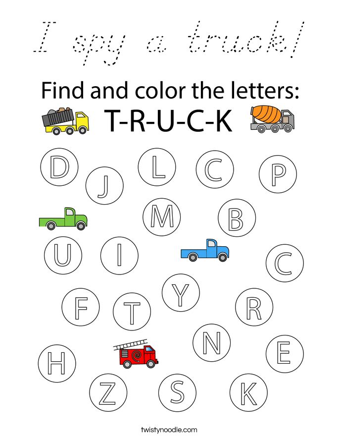 I spy a truck! Coloring Page