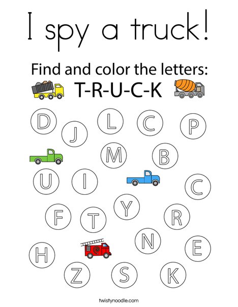 I Spy a Truck! Coloring Page