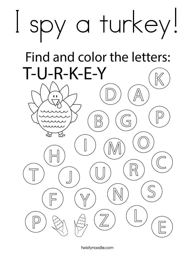I spy a turkey! Coloring Page