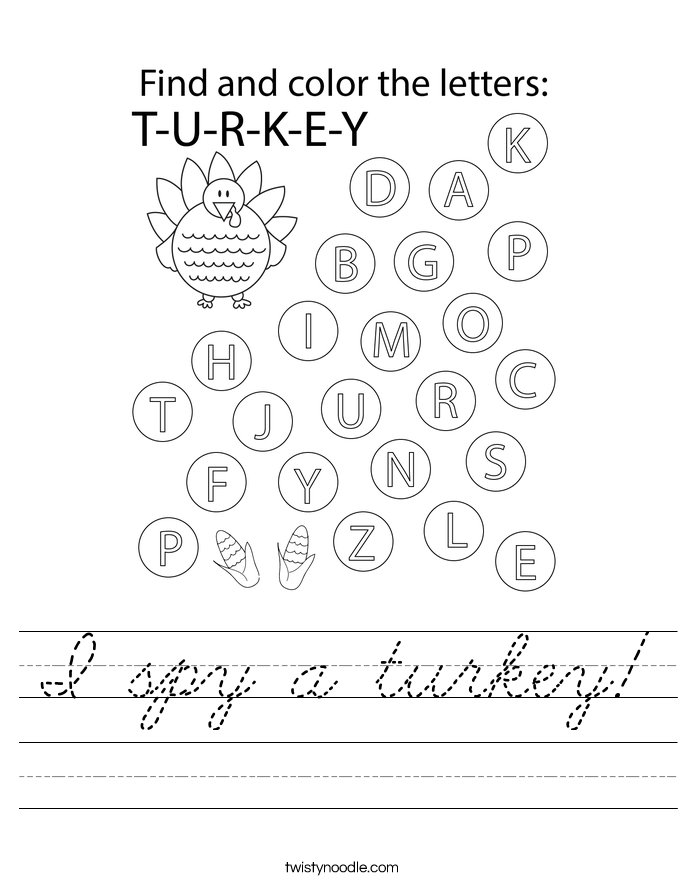 I spy a turkey! Worksheet
