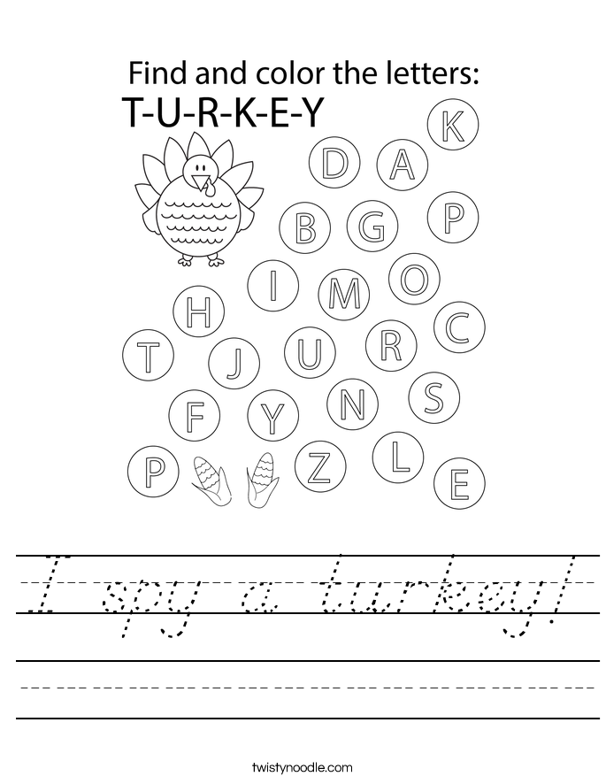 I spy a turkey! Worksheet