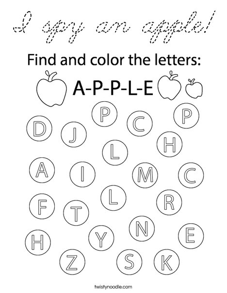 I spy an apple! Coloring Page