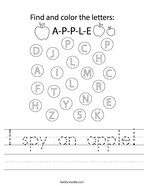 I spy an apple Handwriting Sheet