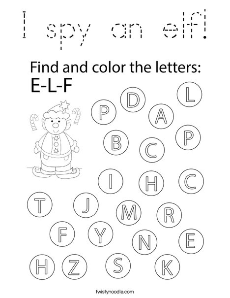 I spy an elf! Coloring Page