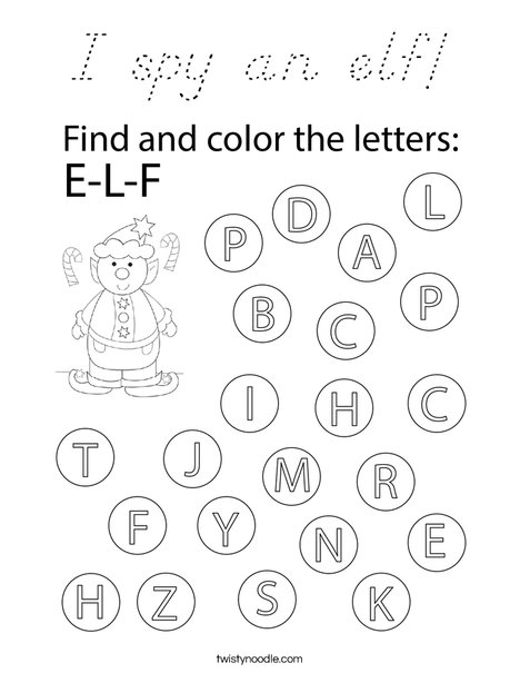 I spy an elf! Coloring Page