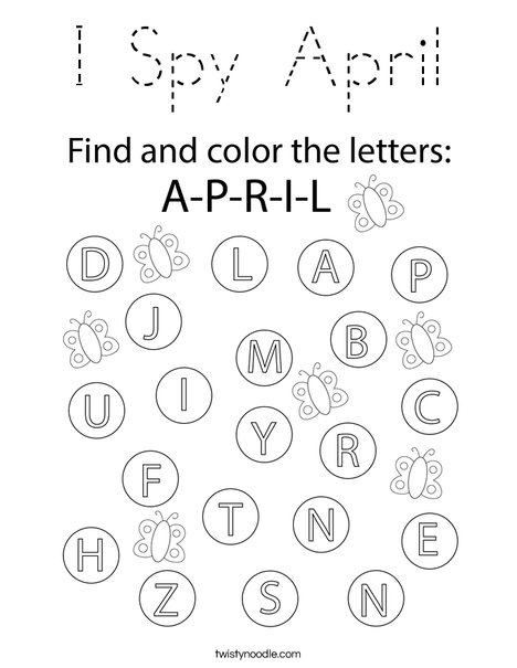 I Spy April Coloring Page