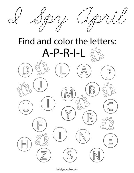 I Spy April Coloring Page