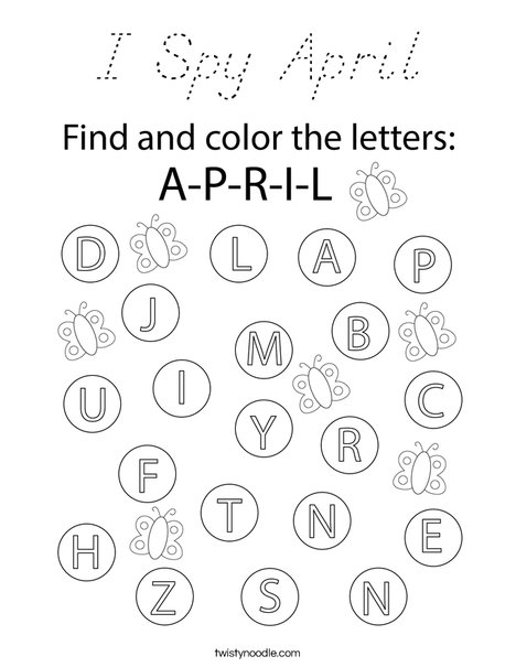 I Spy April Coloring Page