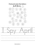 I Spy April Worksheet