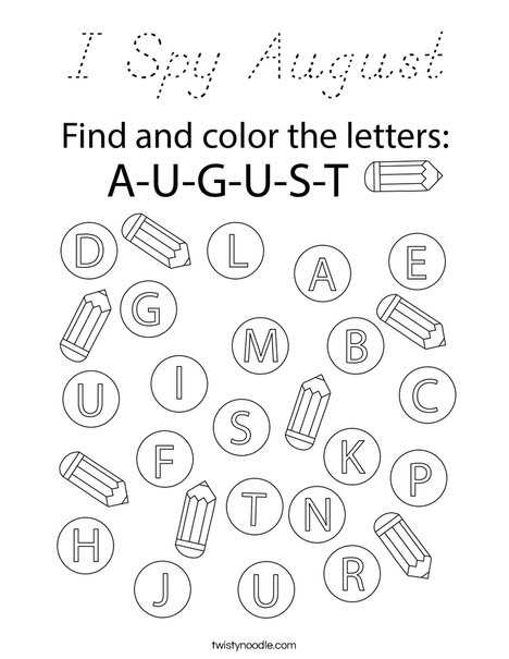 I Spy August Coloring Page