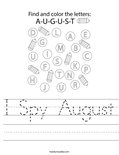 I Spy August Worksheet