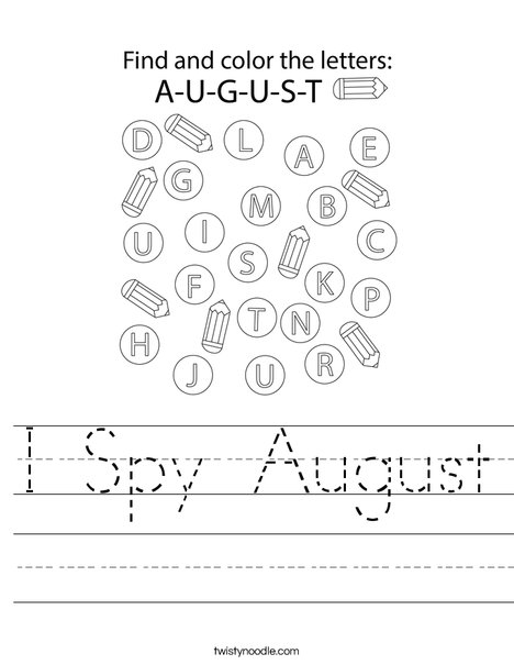 I Spy August Worksheet