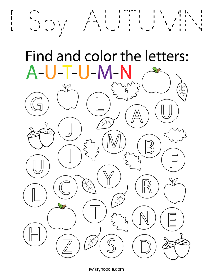 I Spy AUTUMN Coloring Page