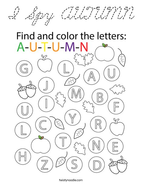 I Spy AUTUMN Coloring Page