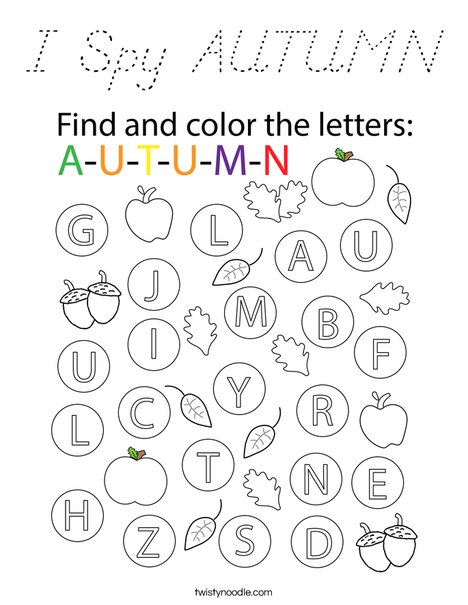 I Spy AUTUMN Coloring Page