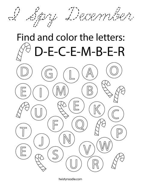 I Spy December Coloring Page