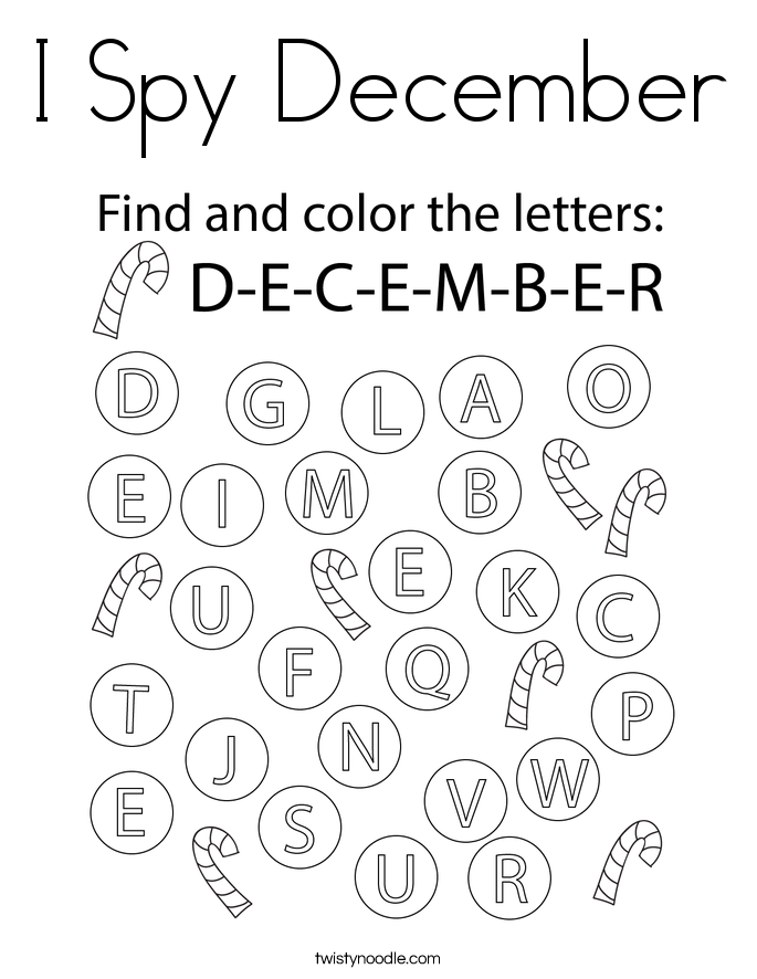 I Spy December Coloring Page
