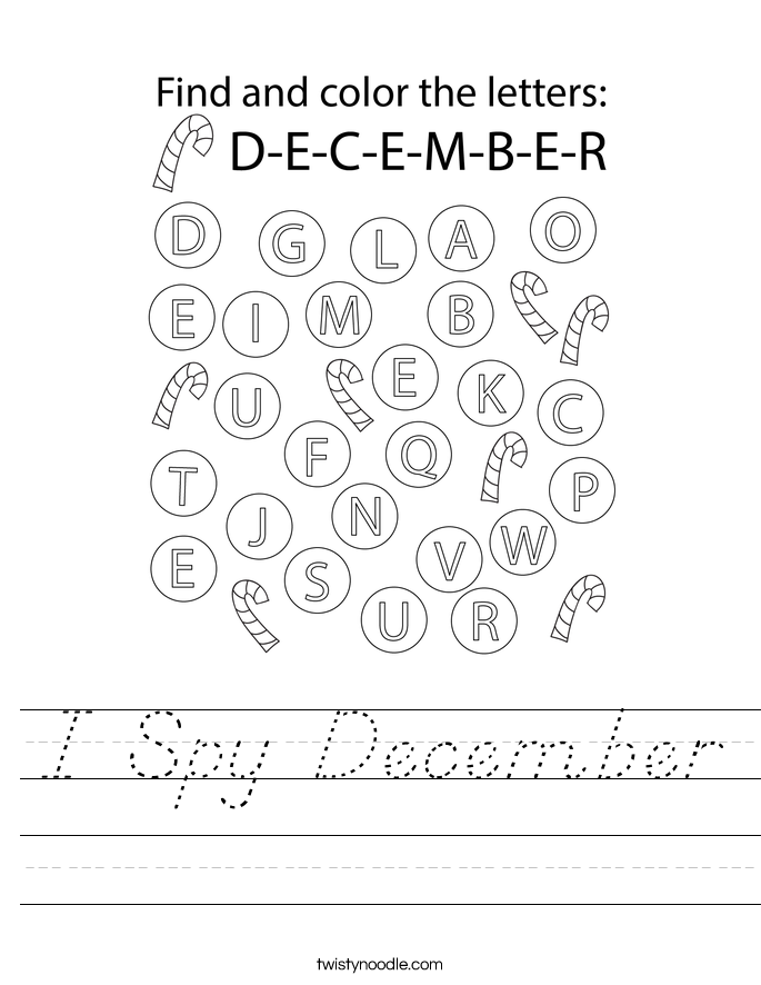 I Spy December Worksheet