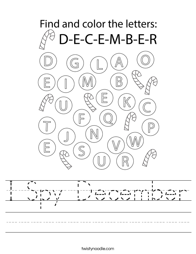 I Spy December Worksheet