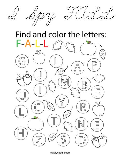 I Spy FALL Coloring Page