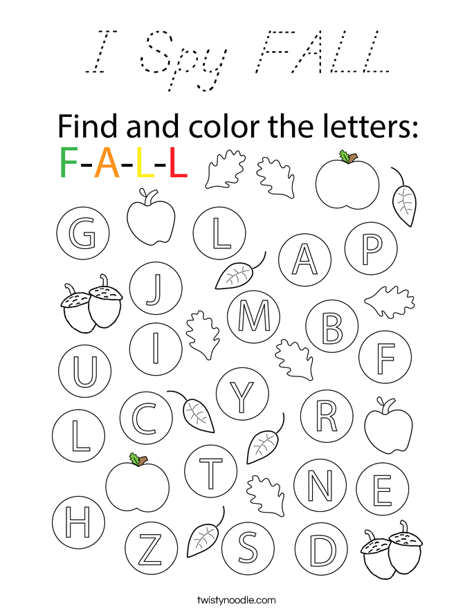 I Spy FALL Coloring Page