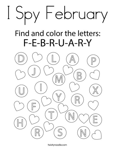 I Spy February Coloring Page