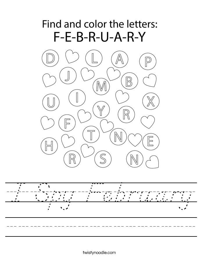 I Spy February Worksheet