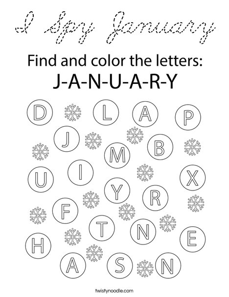 I Spy January Coloring Page