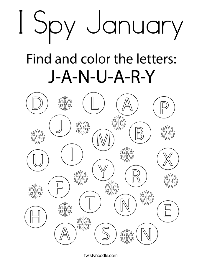 I Spy January Coloring Page