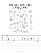 I Spy January Handwriting Sheet
