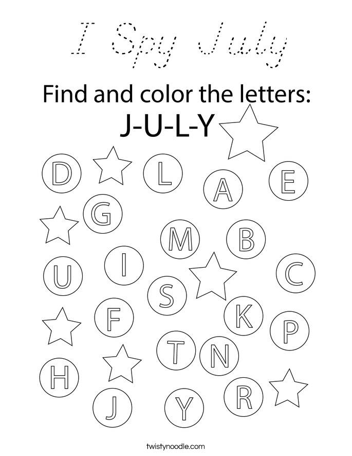 I Spy July Coloring Page