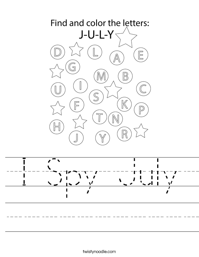 I Spy July Worksheet