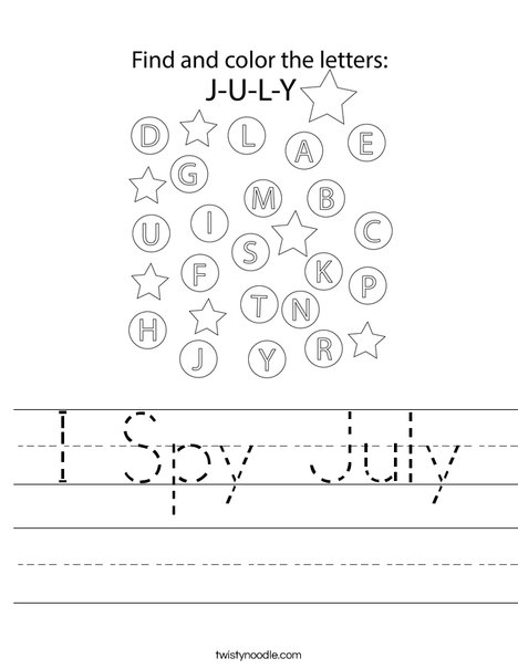 I Spy July Worksheet