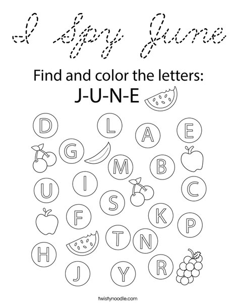 I Spy June Coloring Page