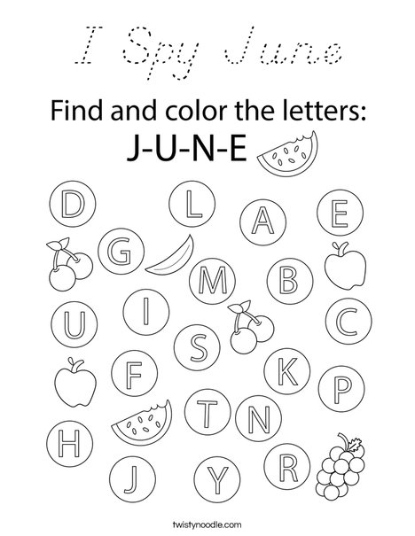 I Spy June Coloring Page