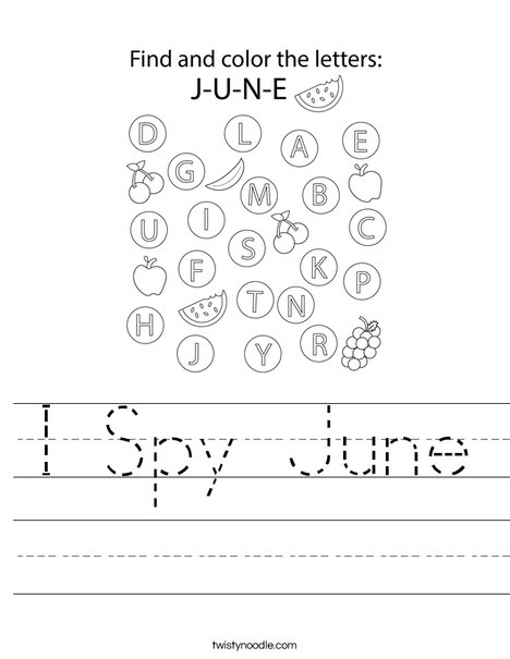 I Spy June Worksheet