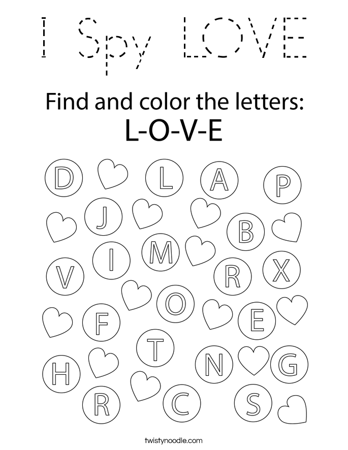 I Spy LOVE Coloring Page