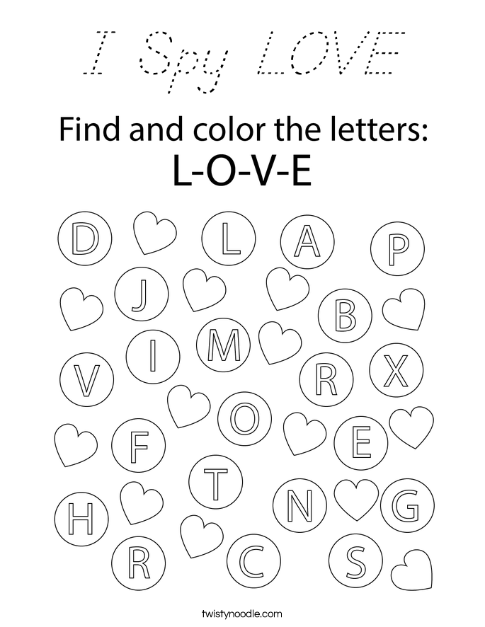 I Spy LOVE Coloring Page