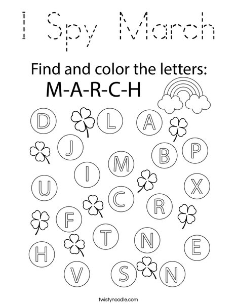 I Spy March Coloring Page