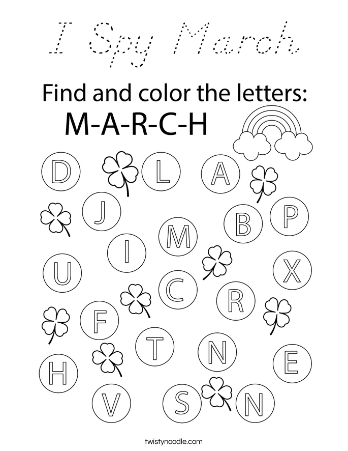 I Spy March Coloring Page